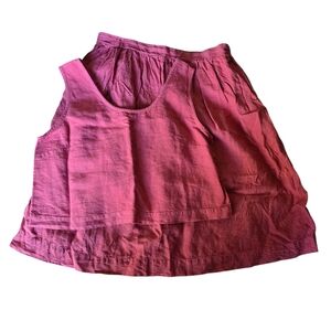 MENIQUE Pink Sleeveless Top and Skirt Set 100% Linen Size XL